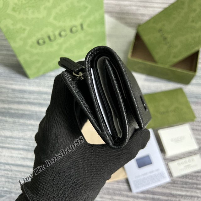 Gucci專櫃新款短夾錢包 古馳GG Marmont系列全皮卡包零錢包644407 gqy4155